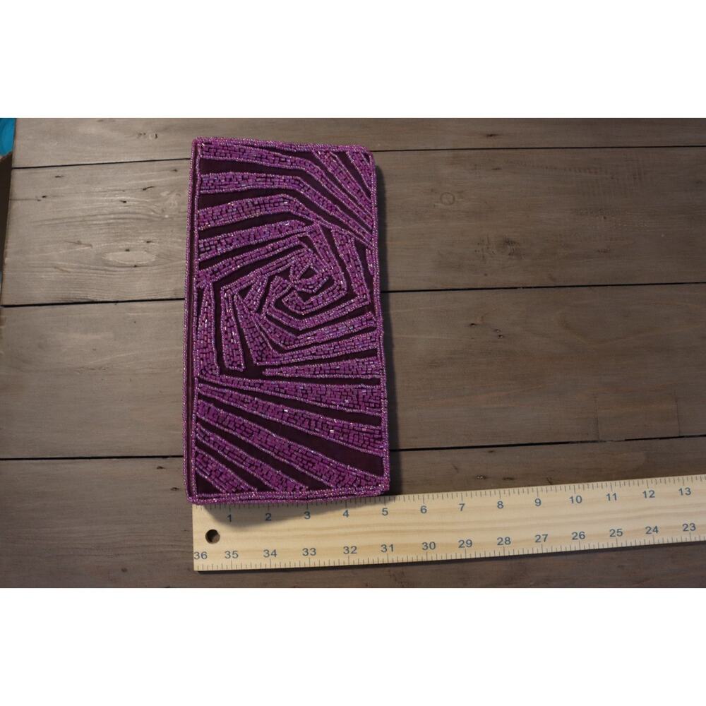 Bijoux Tenner Beaded Clutch Purple Evening Wear (31) - Picture 7 of 8